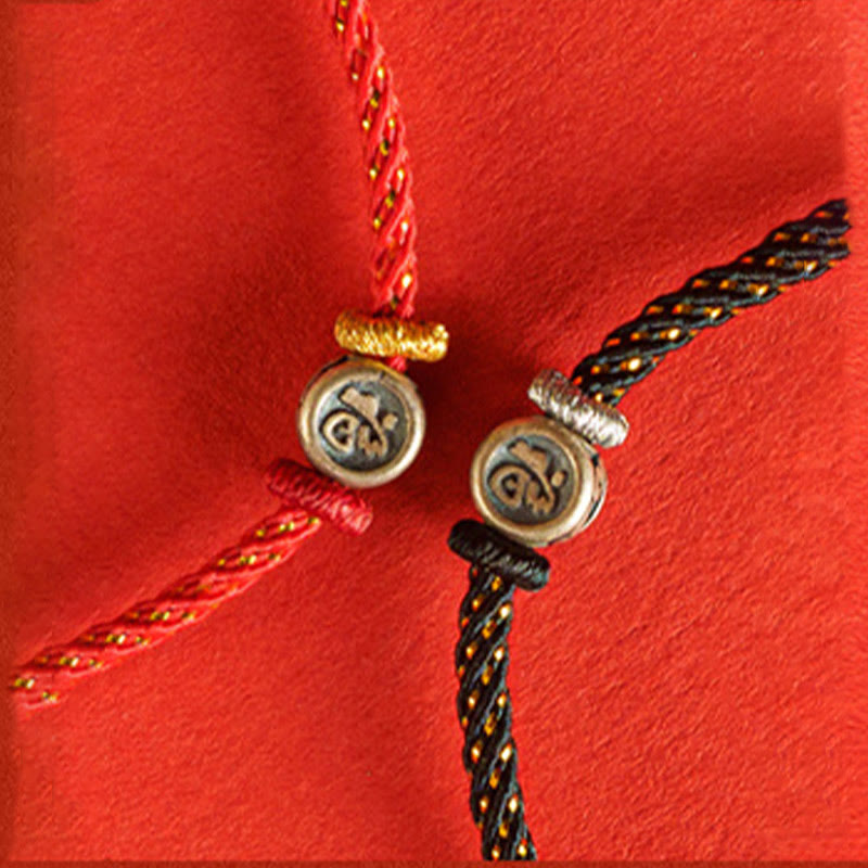 Buddha Stones Braided String 925 Sterling Silver Fu Character Faith Bracelet - image 11