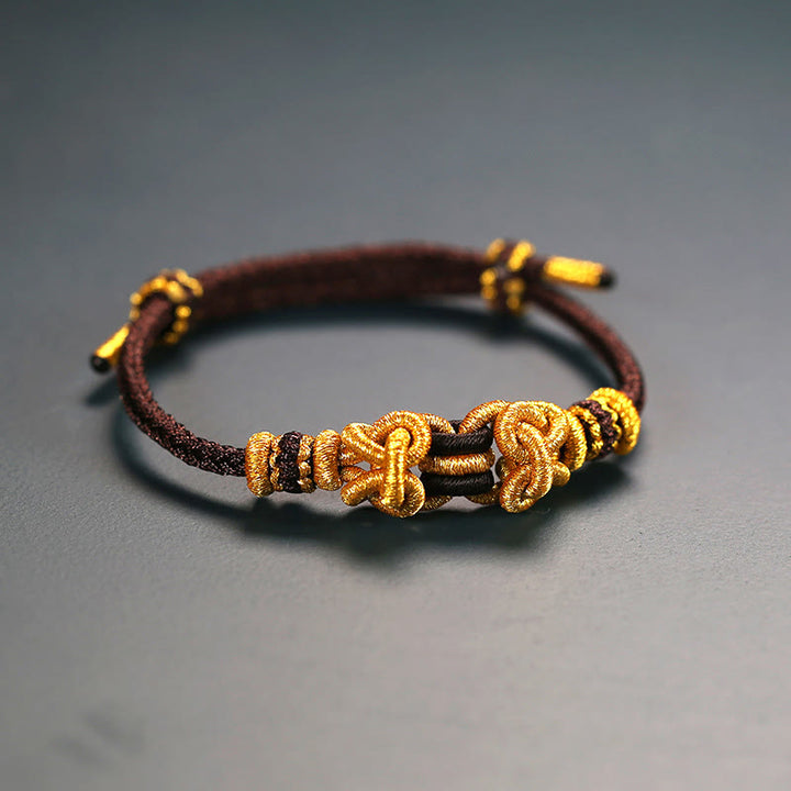 Buddha Stones Red String Saddle Knot Strength Bracelet - Brown - image 2