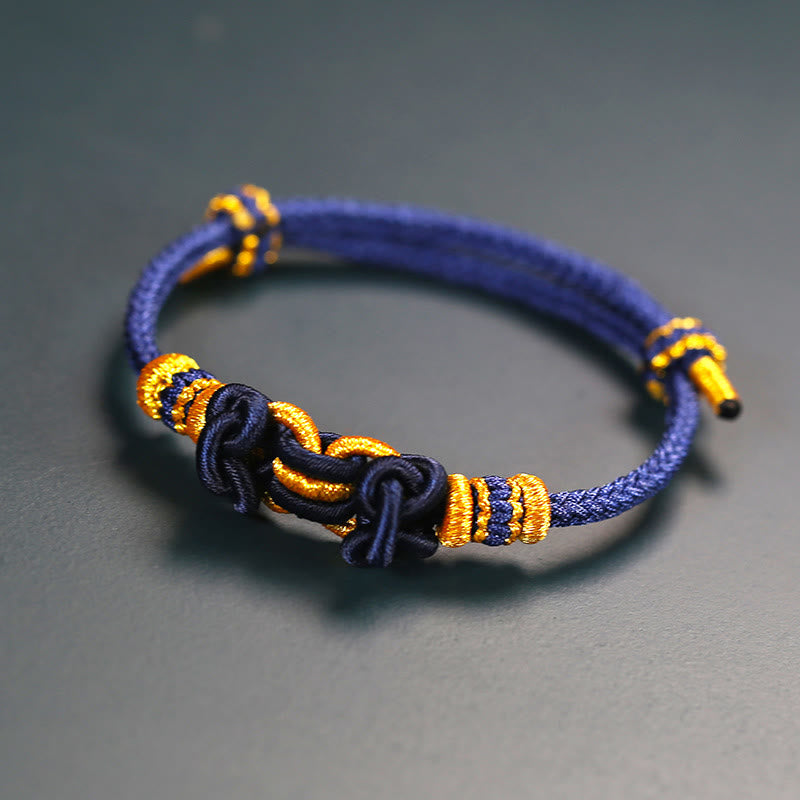 Buddha Stones Red String Saddle Knot Strength Bracelet - Blue - image 1