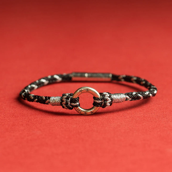 Buddha Stones Red String 925 Sterling Silver Safe Luck Bracelet - Black - 19cm - image 2