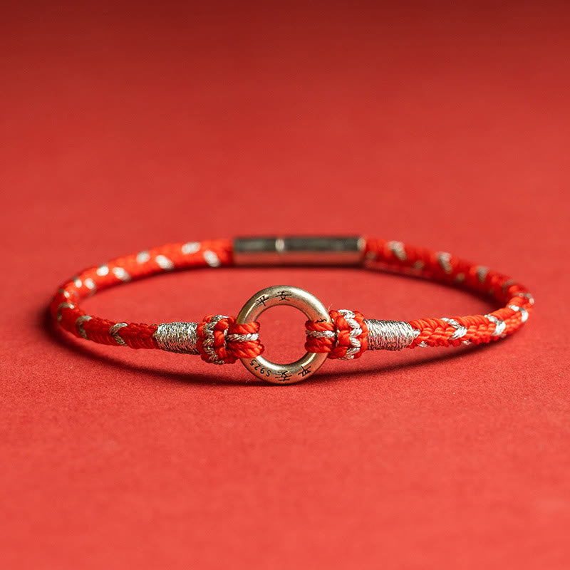 Buddha Stones Red String 925 Sterling Silver Safe Luck Bracelet - Red - 19cm - image 1