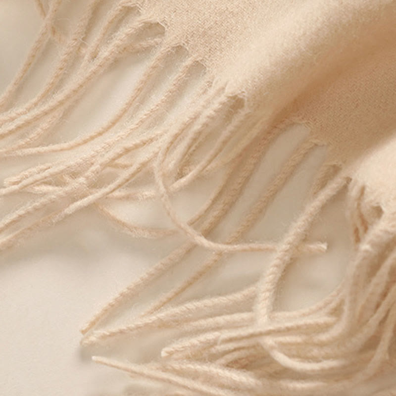 Buddha Stones Wool Shawl White Flower Embroidery Tassel Winter Cozy Travel Scarf Wrap - image 5
