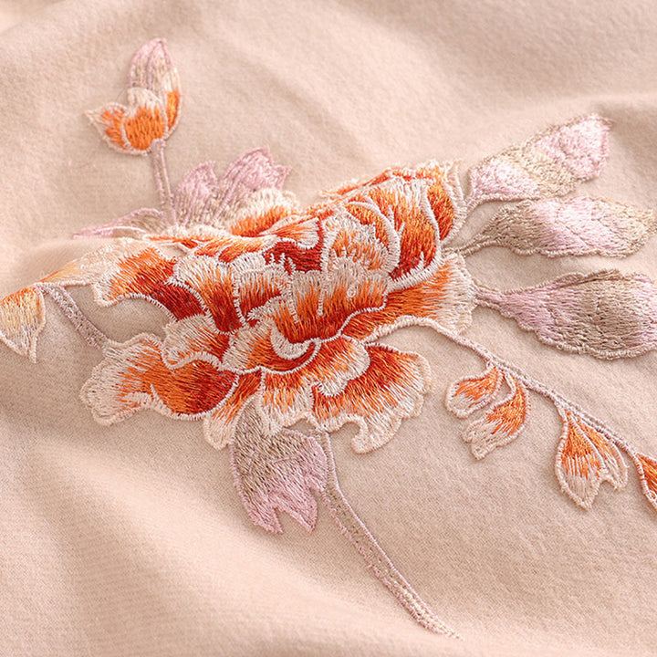 Buddha Stones Wool Shawl Red Flower Embroidery Tassel Winter Cozy Travel Scarf Wrap - image 4