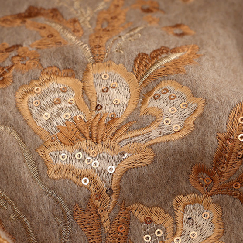 Buddha Stones Wool Shawl Red Flower Gold Sequins Embroidery Tassel Winter Cozy Travel Scarf Wrap - image 9