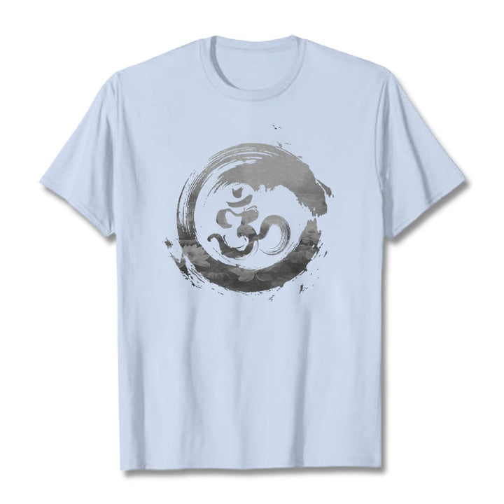 Buddha Stones Om Lotus Cotton Tee T-shirt - LightCyan - 2XL - image 10