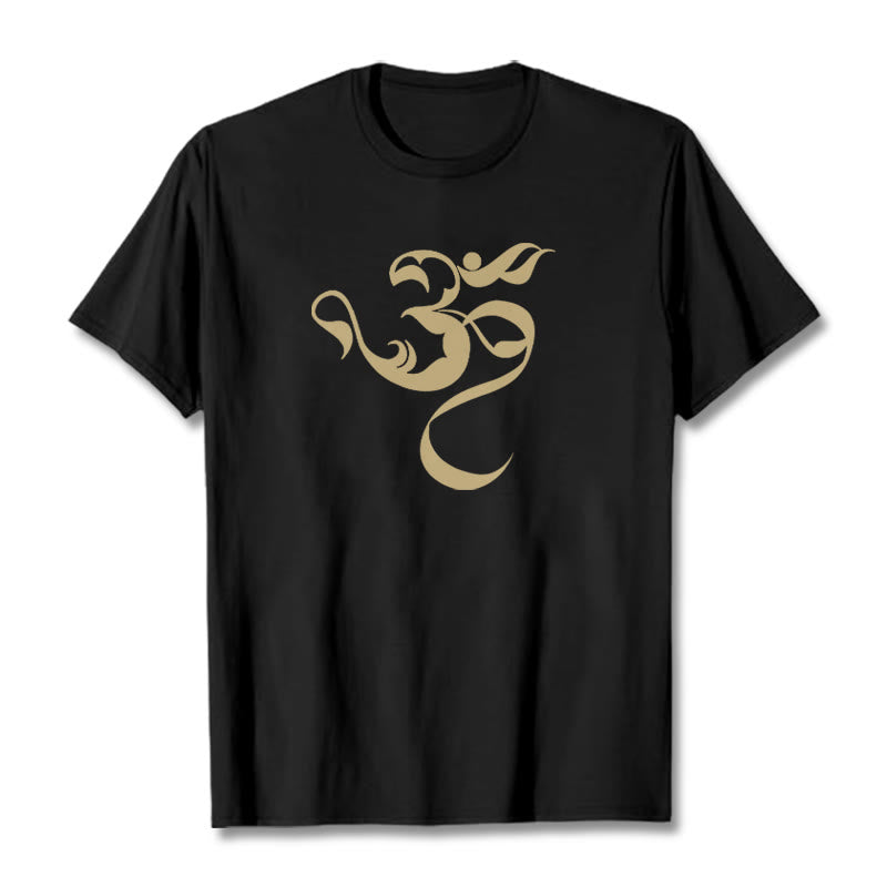 Buddha Stones Om Figure Design Cotton Tee T-shirt - Black - 2XL - image 0