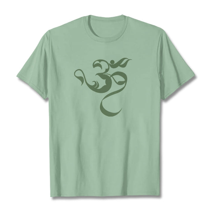 Buddha Stones Om Figure Design Cotton Tee T-shirt - PaleGreen - 2XL - image 17