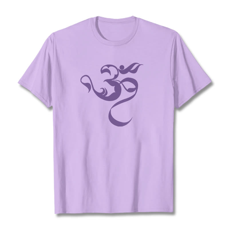 Buddha Stones Om Figure Design Cotton Tee T-shirt - Plum - 2XL - image 13