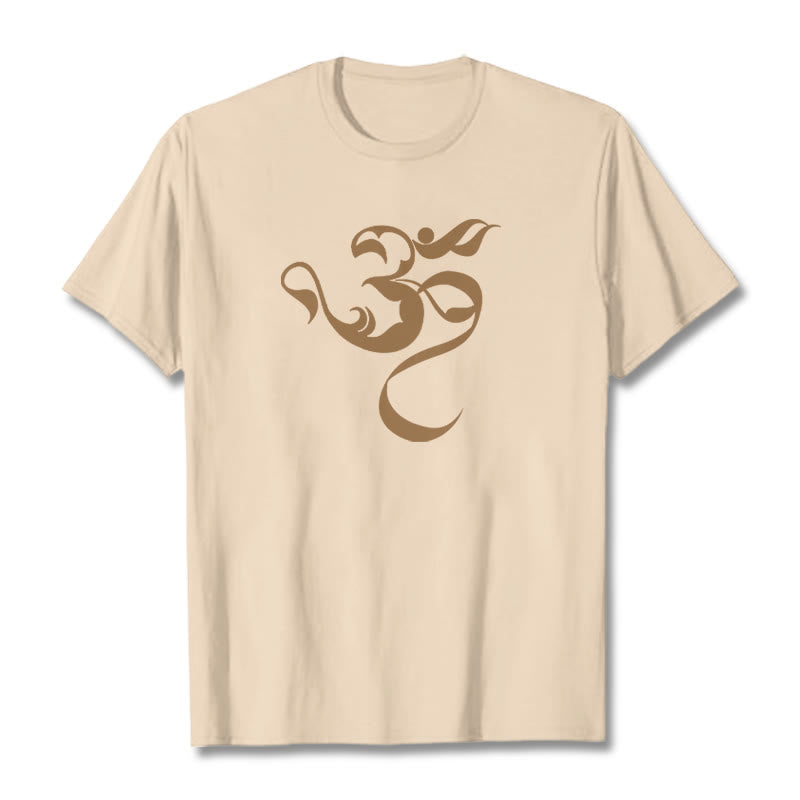 Buddha Stones Om Figure Design Cotton Tee T-shirt - Bisque - 2XL - image 11