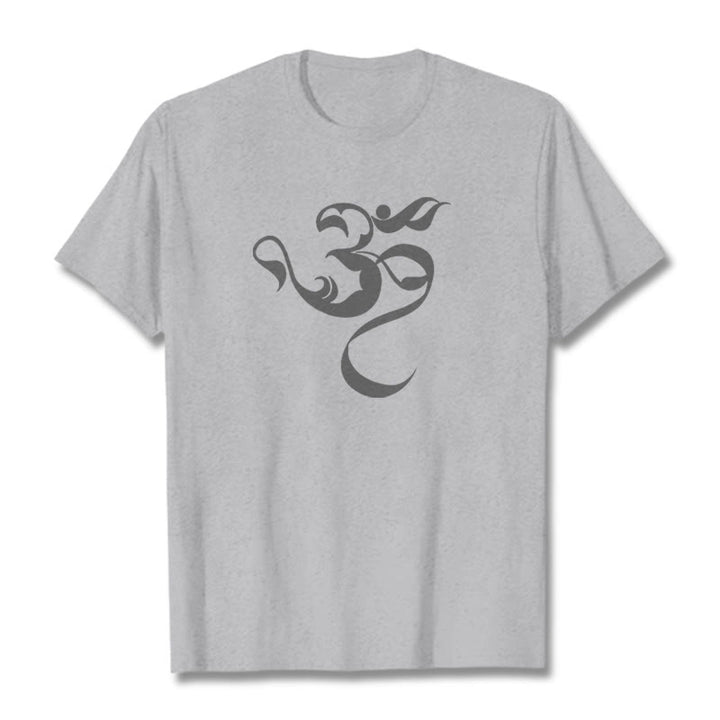 Buddha Stones Om Figure Design Cotton Tee T-shirt - LightGrey - 2XL - image 19