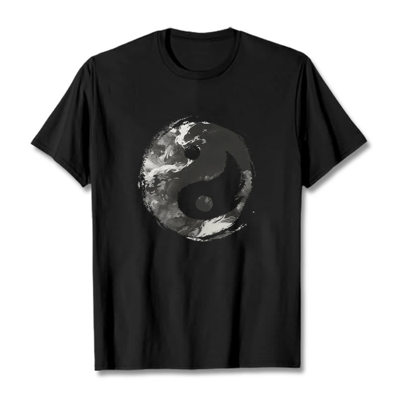 Buddha Stones Yin Yang Cotton Tee T-shirt - Black - 2XL - image 4