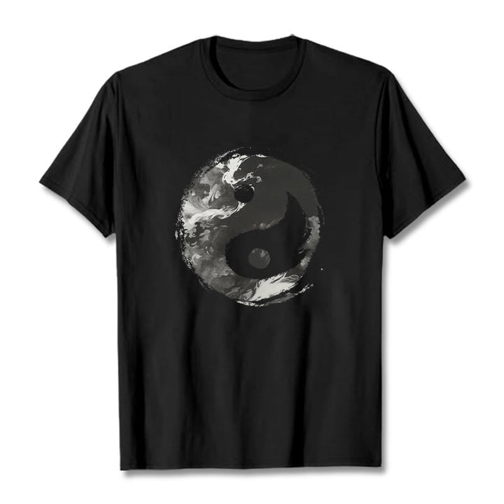 Buddha Stones Yin Yang Cotton Tee T-shirt - Black - 2XL - image 4