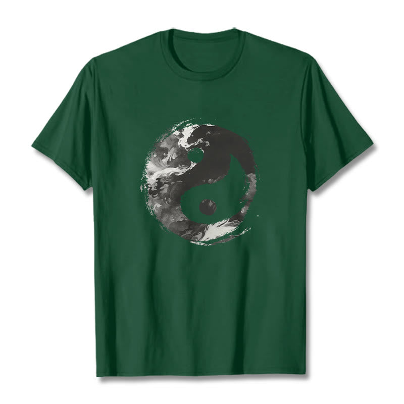 Buddha Stones Yin Yang Cotton Tee T-shirt - ForestGreen - 2XL - image 8