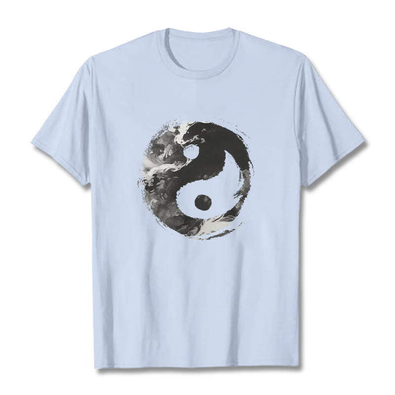 Buddha Stones Yin Yang Cotton Tee T-shirt - LightCyan - 2XL - image 11