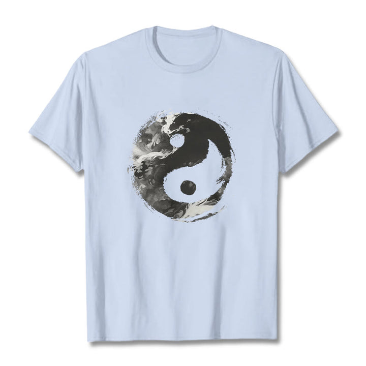Buddha Stones Yin Yang Cotton Tee T-shirt - LightCyan - 2XL - image 11