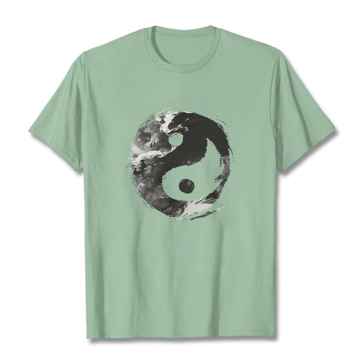 Buddha Stones Yin Yang Cotton Tee T-shirt - PaleGreen - 2XL - image 14