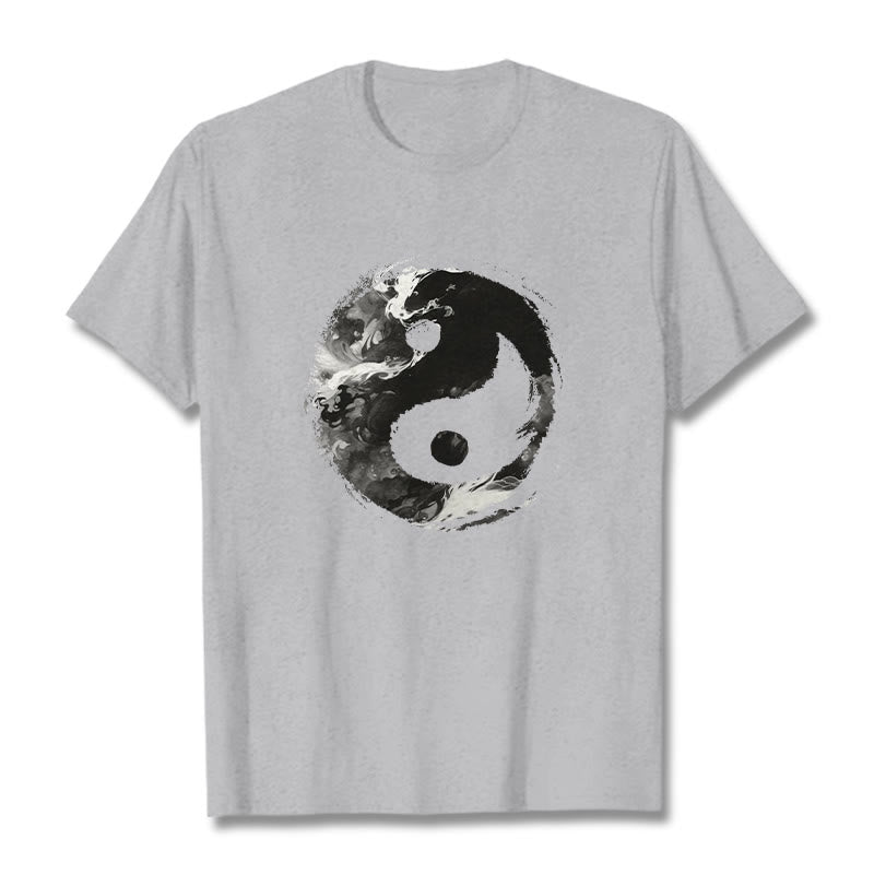 Buddha Stones Yin Yang Cotton Tee T-shirt - LightGrey - 2XL - image 10