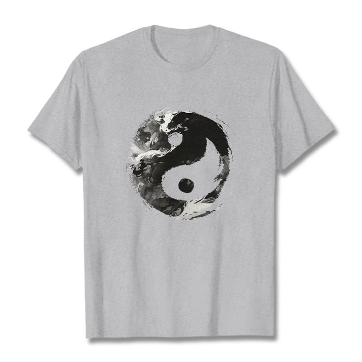 Buddha Stones Yin Yang Cotton Tee T-shirt - LightGrey - 2XL - image 10