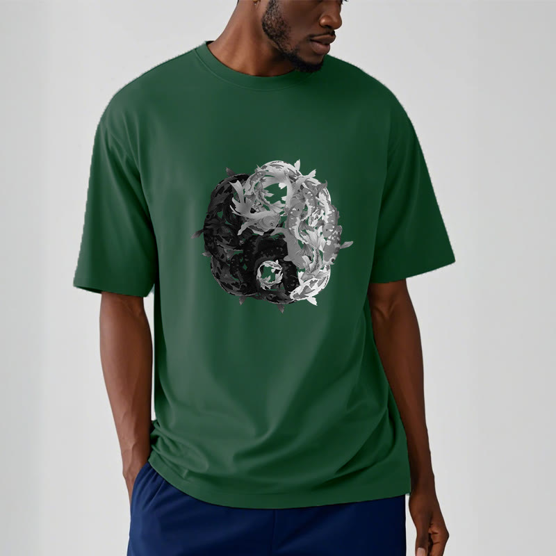 Buddha Stones Yin Yang Koi Fish Combination Cotton Tee T-shirt - image 9