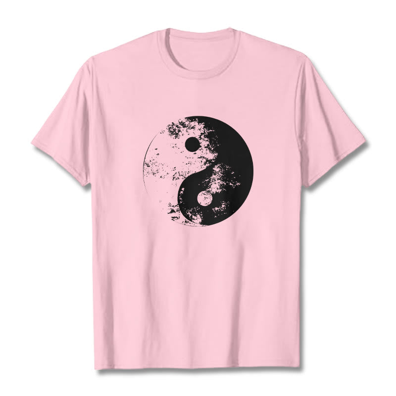 Buddha Stones Yin Yang Tai Chi Pattern Cotton Tee T-shirt - LightPink - 2XL - image 18