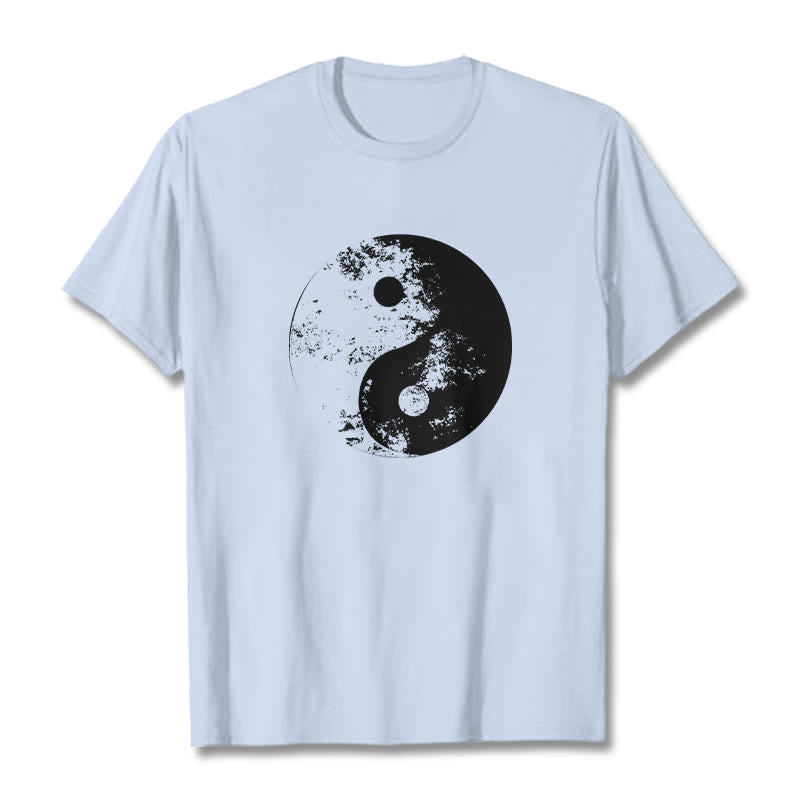 Buddha Stones Yin Yang Tai Chi Pattern Cotton Tee T-shirt - LightCyan - 2XL - image 11