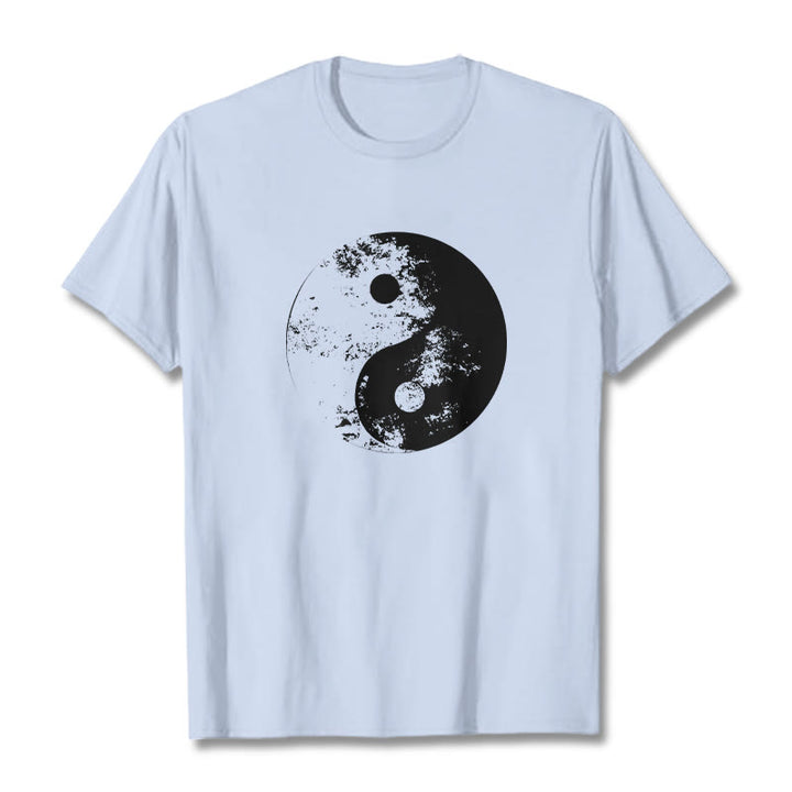 Buddha Stones Yin Yang Tai Chi Pattern Cotton Tee T-shirt - LightCyan - 2XL - image 11