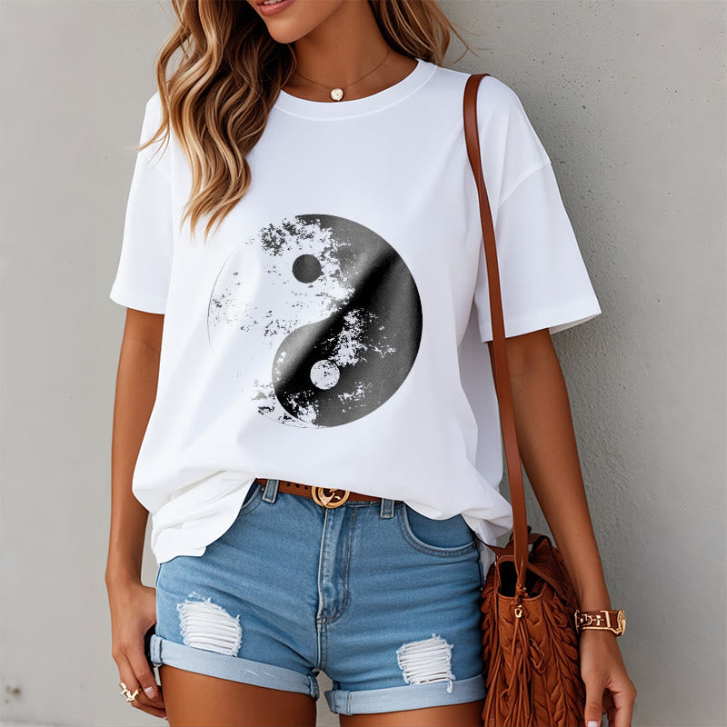Buddha Stones Yin Yang Tai Chi Pattern Cotton Tee T-shirt - image 1