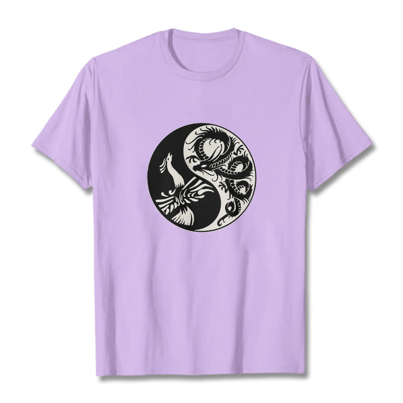 Buddha Stones Phoenix Yin Yang Cotton Tee T-shirt - Plum - 2XL - image 16