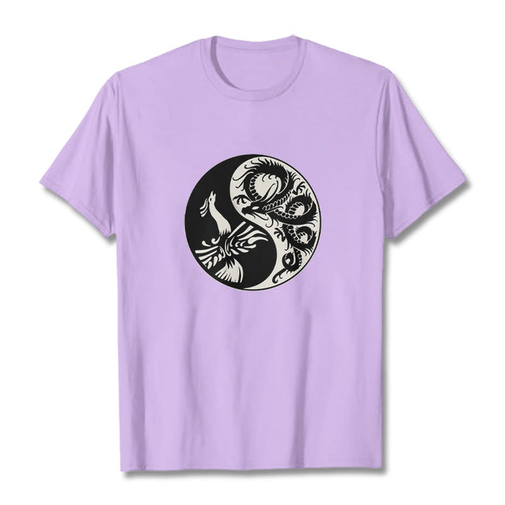 Buddha Stones Phoenix Yin Yang Cotton Tee T-shirt - Plum - 2XL - image 16