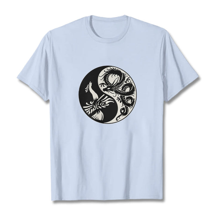 Buddha Stones Phoenix Yin Yang Cotton Tee T-shirt - LightCyan - 2XL - image 11