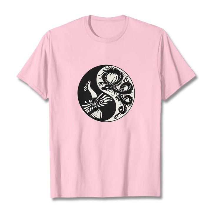Buddha Stones Phoenix Yin Yang Cotton Tee T-shirt - LightPink - 2XL - image 18