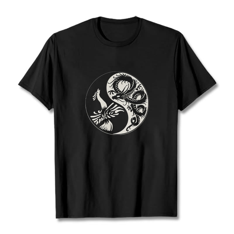 Buddha Stones Phoenix Yin Yang Cotton Tee T-shirt - Black - 2XL - image 0