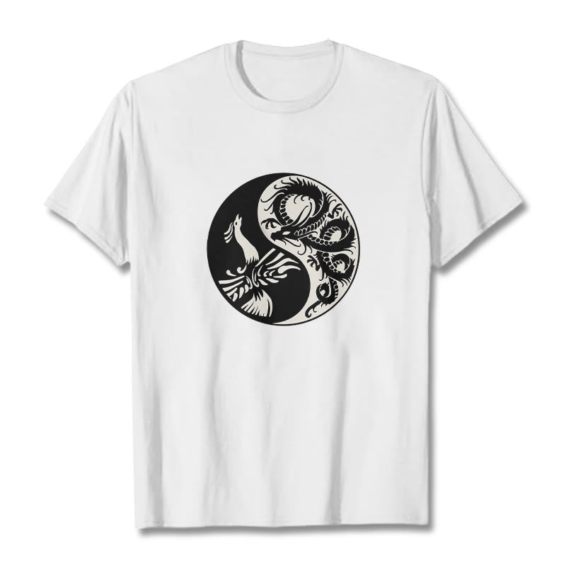 Buddha Stones Phoenix Yin Yang Cotton Tee T-shirt - White - 2XL - image 5