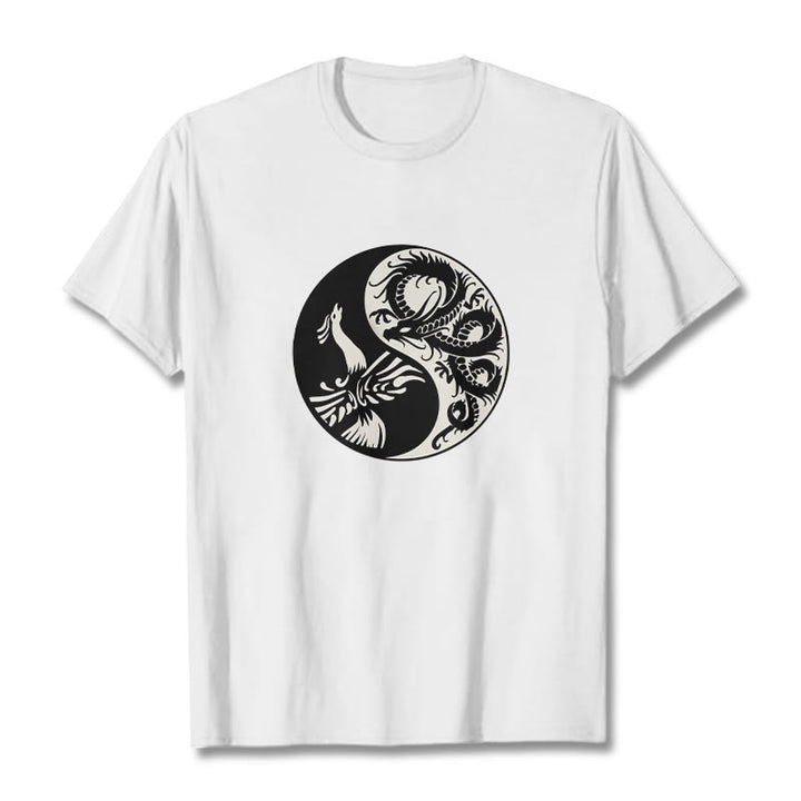 Buddha Stones Phoenix Yin Yang Cotton Tee T-shirt - White - 2XL - image 5
