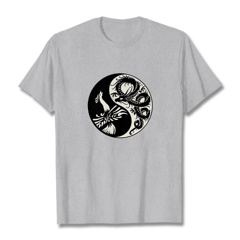 Buddha Stones Phoenix Yin Yang Cotton Tee T-shirt - LightGrey - 2XL - image 10