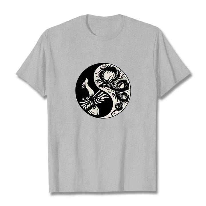 Buddha Stones Phoenix Yin Yang Cotton Tee T-shirt - LightGrey - 2XL - image 10