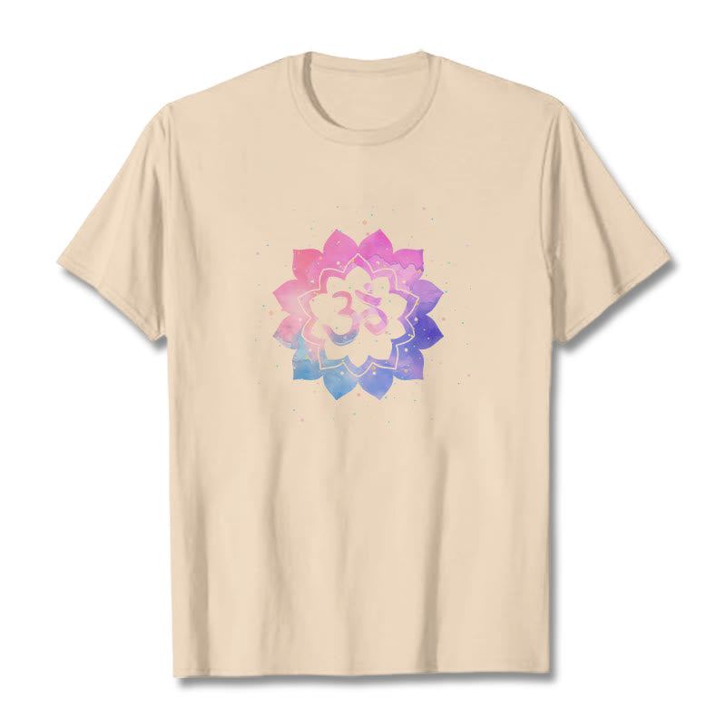 Buddha Stones Om Colorful Lotus Cotton Tee T-shirt - Bisque - 2XL - image 13