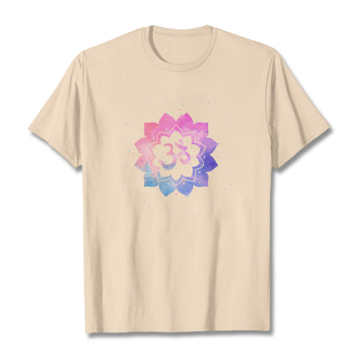 Buddha Stones Om Colorful Lotus Cotton Tee T-shirt - Bisque - 2XL - image 13
