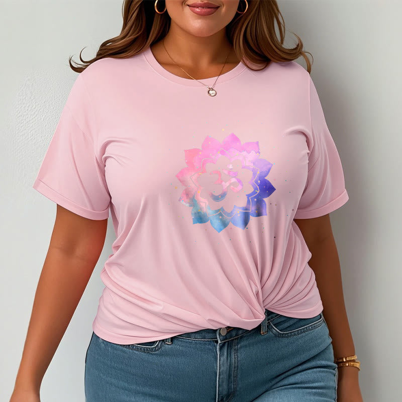 Buddha Stones Om Colorful Lotus Cotton Tee T-shirt - image 12