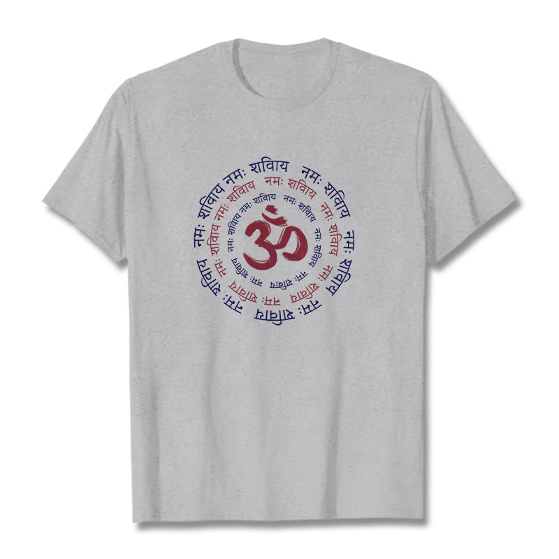 Buddha Stones OM Mantra Character Sanskrit Cotton Tee T-shirt - LightGrey - 2XL - image 11