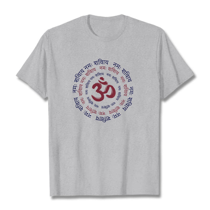 Buddha Stones OM Mantra Character Sanskrit Cotton Tee T-shirt - LightGrey - 2XL - image 11