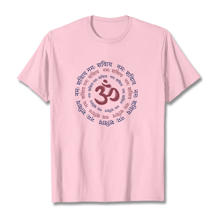 Buddha Stones OM Mantra Character Sanskrit Cotton Tee T-shirt - LightPink - 2XL - image 9