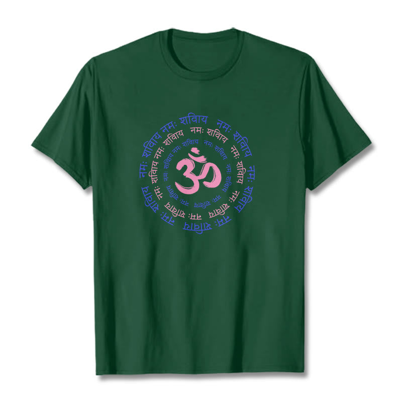 Buddha Stones OM Mantra Character Sanskrit Cotton Tee T-shirt - ForestGreen - 2XL - image 18