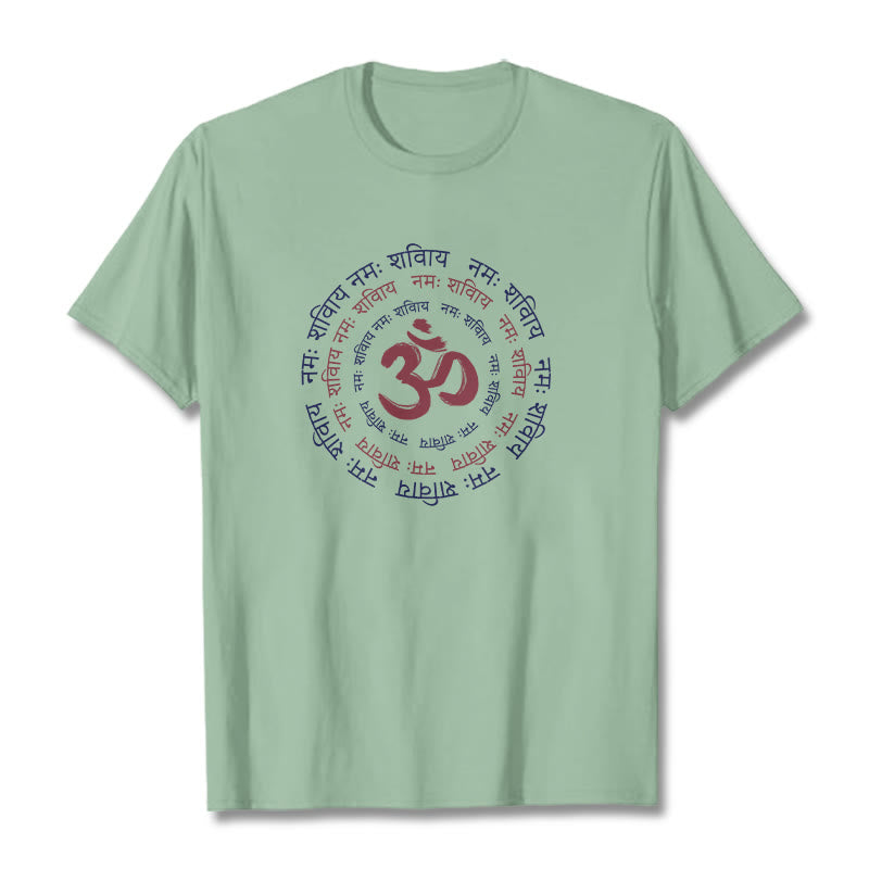 Buddha Stones OM Mantra Character Sanskrit Cotton Tee T-shirt - PaleGreen - 2XL - image 16