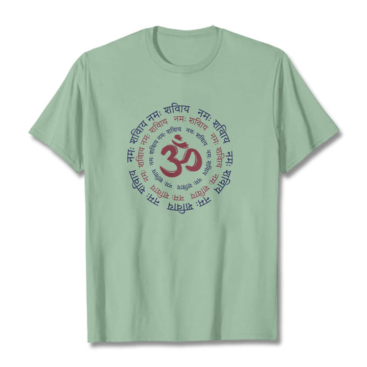 Buddha Stones OM Mantra Character Sanskrit Cotton Tee T-shirt - PaleGreen - 2XL - image 16