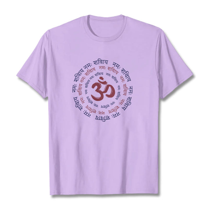 Buddha Stones OM Mantra Character Sanskrit Cotton Tee T-shirt - Plum - 2XL - image 7