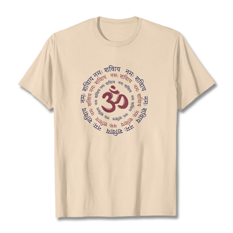 Buddha Stones OM Mantra Character Sanskrit Cotton Tee T-shirt - Bisque - 2XL - image 5