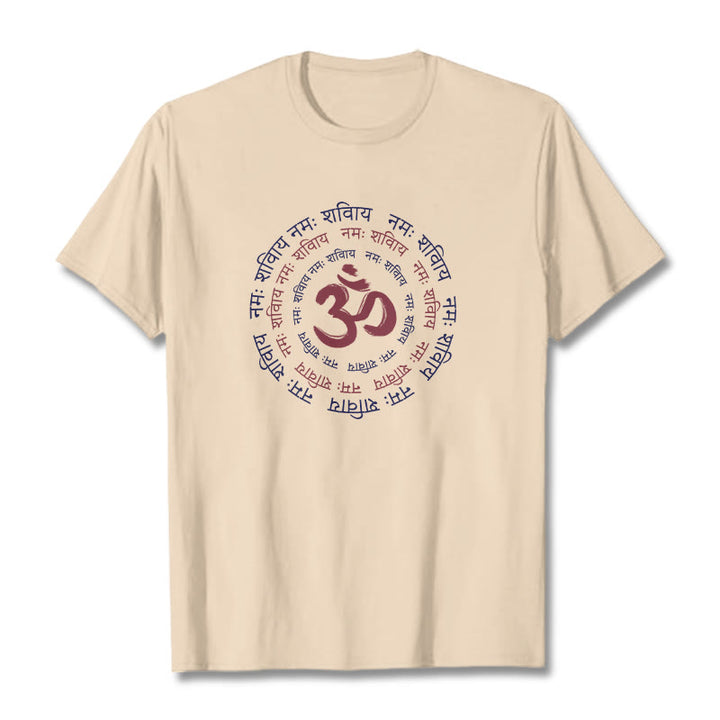 Buddha Stones OM Mantra Character Sanskrit Cotton Tee T-shirt - Bisque - 2XL - image 5