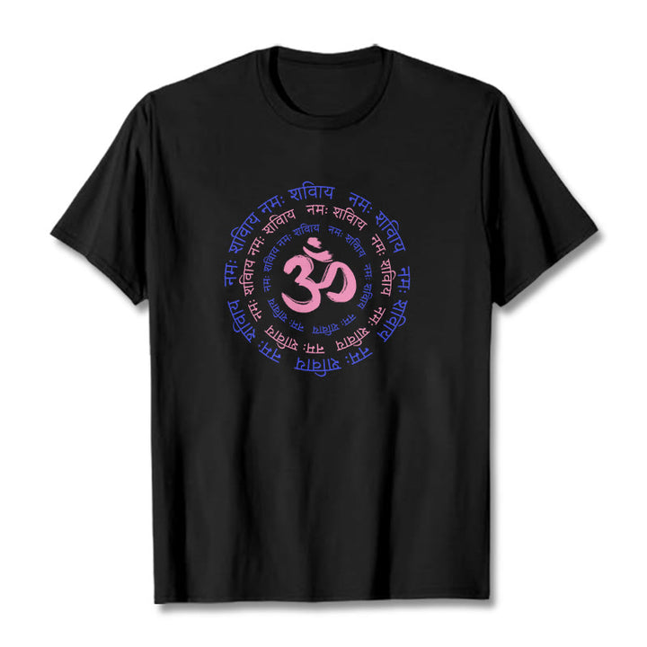 Buddha Stones OM Mantra Character Sanskrit Cotton Tee T-shirt - Black - 2XL - image 12