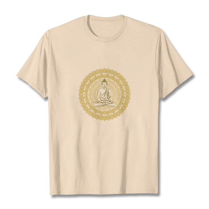 Buddha Stones Mandala Buddha Cotton Tee T-shirt - Bisque - 2XL - image 0
